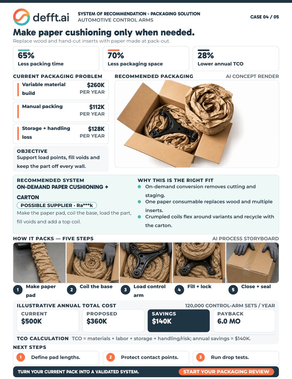 First page of the Control Arm — On-Demand Paper Cushioning case study