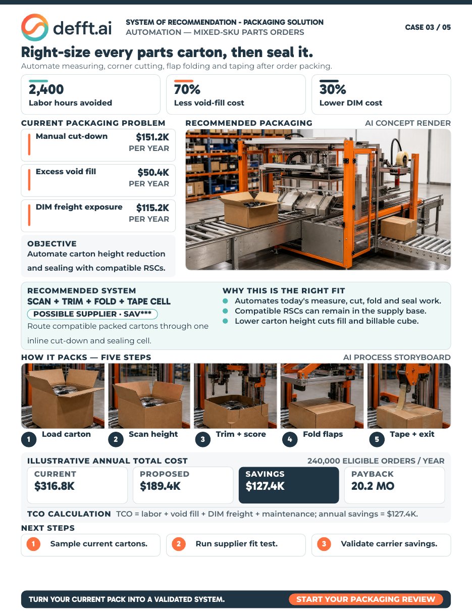 First page of the Mixed-SKU Parts — Automated Carton Right-Sizing case study