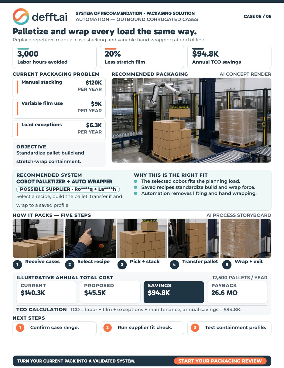 First page of the Robotic Palletizing and Stretch Wrapping case study