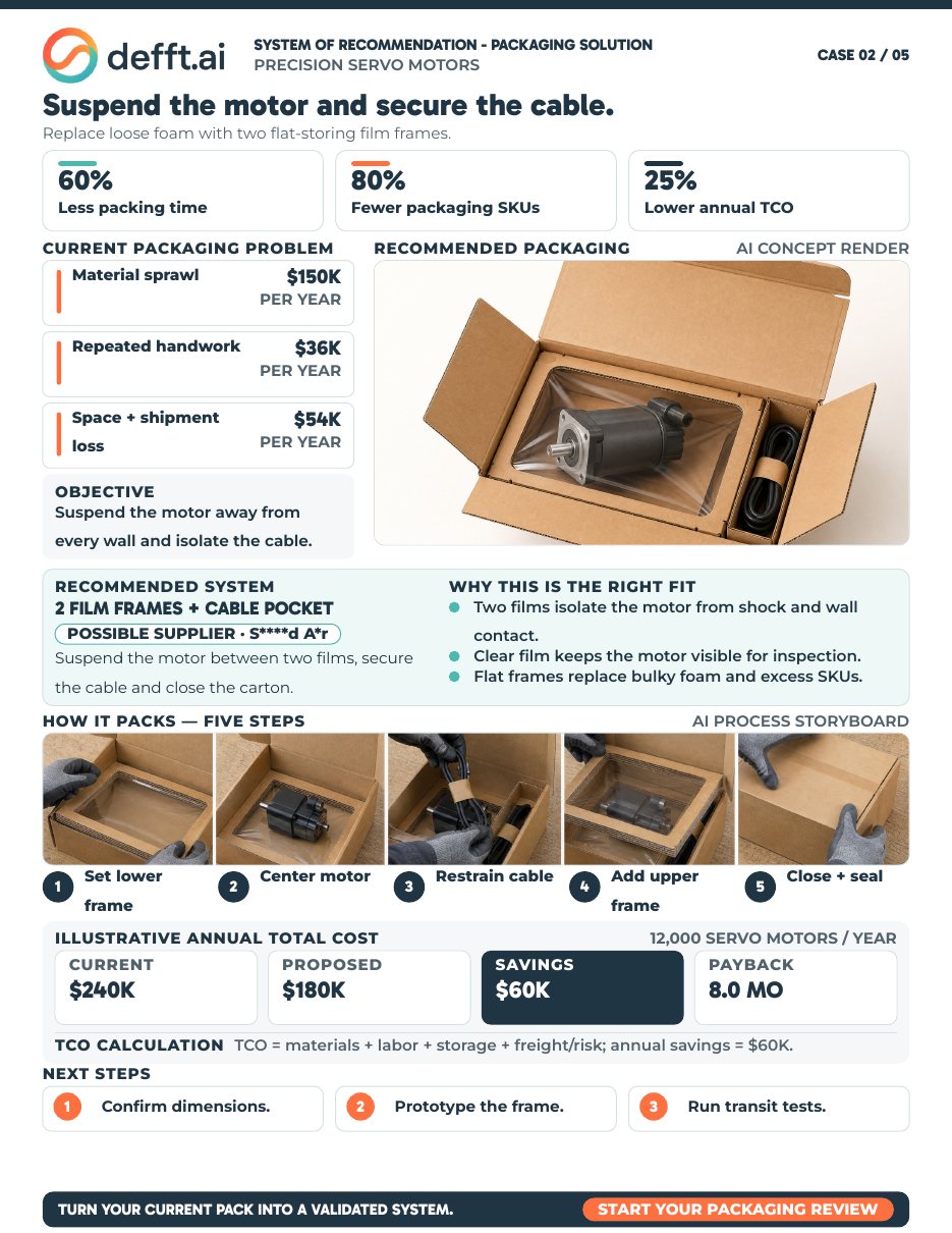 First page of the Servo Motor — Suspension Packaging case study